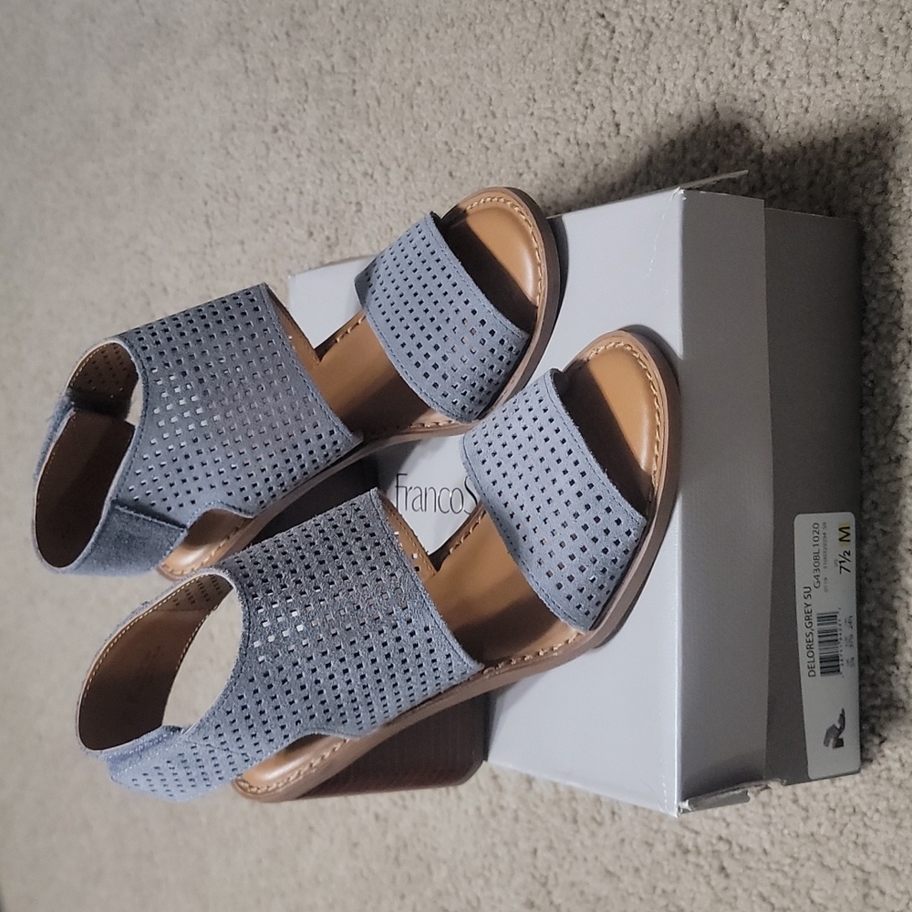 Franco Sarto Grey Suede Leather Sandals Size 7.5M
